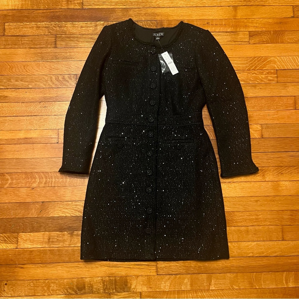 NWT J.Crew Lady Jacket Dress in Sequin Tweed Size 2 Preppy Classic Holiday - Picture 2 of 8